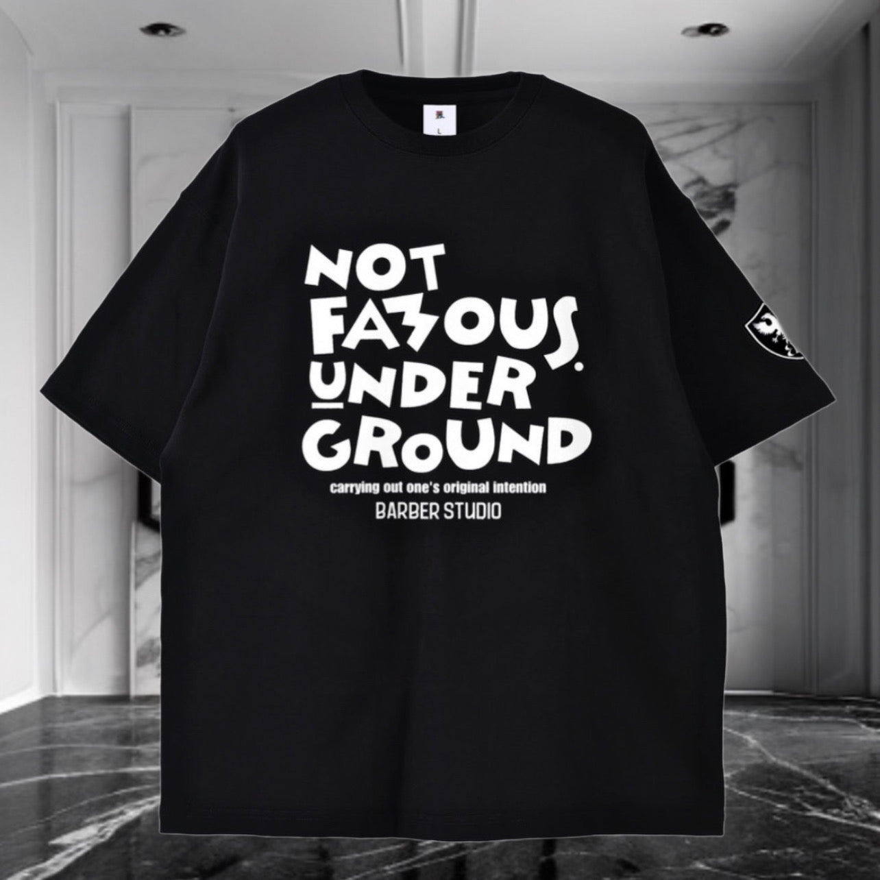 【予約商品】BADBARBER Not Famous Underground Logo extra-heavy fabrics Oversized t-shirts